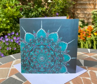 Load image into Gallery viewer, Teal Lotus Greeting Card