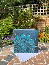 Load image into Gallery viewer, Teal Lotus Greeting Card